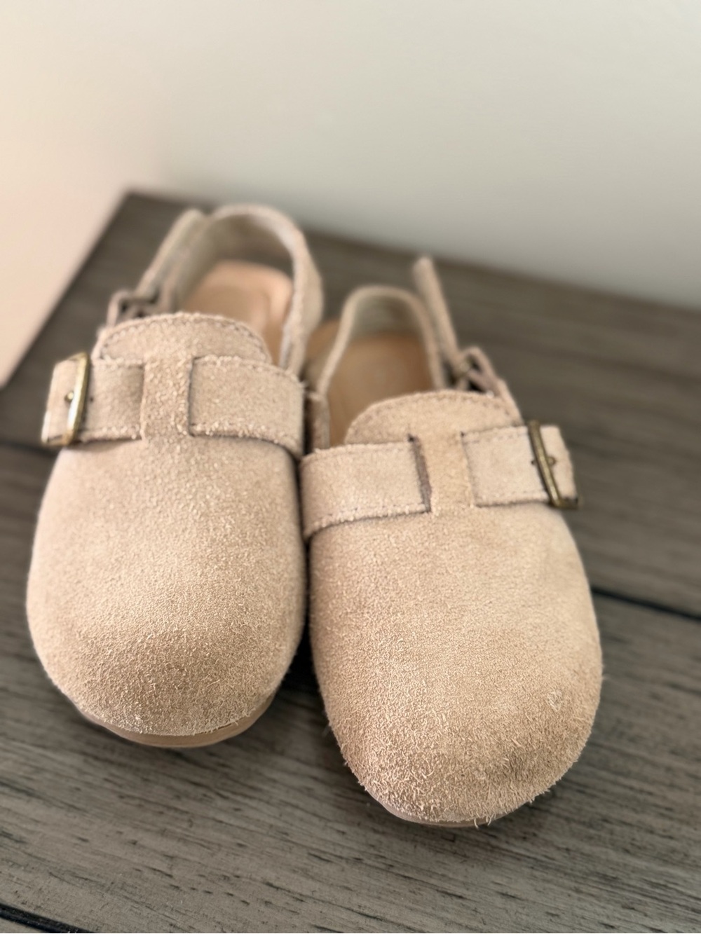 Cat & Jack Kids Beige Suede Buckle Moccasins